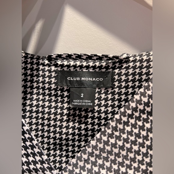 Club Monaco Dress-  black and white geometric silk dress, - Picture 4 of 5